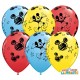 MICKEY MOUSE 11" RED, YELLOW & PALE BLUE (25CT)