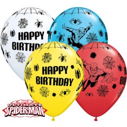 SPIDER-MAN ULTIMATE BIRTHDAY 11" WHITE, YELLOW, RED & ROBIN'S EGG BLUE (25CT)