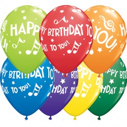 HAPPY BIRTHDAY TO YOU MUSIC NOTES 11" CARNIVAL ASSORTED (25CT)