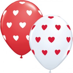 BIG HEARTS 11" WHITE & RED (50CT)