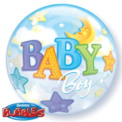 BABY BOY MOON & STARS 22" SINGLE BUBBLE YRV (LIMITED STOCK)