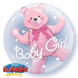 BABY PINK BEAR 24" DOUBLE BUBBLE