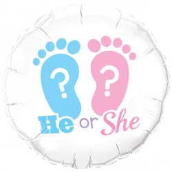 HE OR SHE? FOOTPRINTS 18" PKT  (LIMITED STOCK)