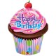FROSTED CUPCAKE BIRTHDAY 14" MINI SHAPE FLAT  (LIMITED STOCK)