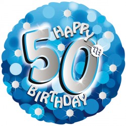 BLUE SPARKLE PARTY HAPPY 50TH BIRTHDAY STANDARD S40 PKT