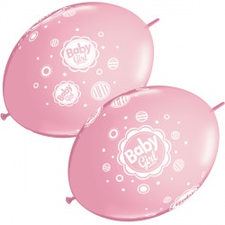 BABY GIRL DOTS QUICK LINK 12" PINK (50CT)
