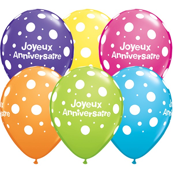 Qualatex Joyeux Anniversaire Tropical Dots 11 Ballons X 5 Ebay