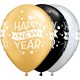 CONFETTI DOTS NEW YEAR 11" ONYX BLACK SILVER & GOLD (25CT) YHH