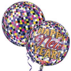 DISCO BALL HAPPY NEW YEAR ORBZ G20 PKT (15" x 16")