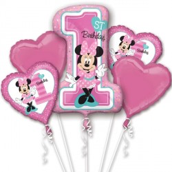 MINNIE MOUSE 1ST BIRTHDAY BALLOON BOUQUET P75 PKT (3CT)