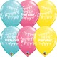 PENNANTS & DOTS BIRTHDAY 11" YELLOW, ROSE & CARIBBEAN BLUE (25CT)