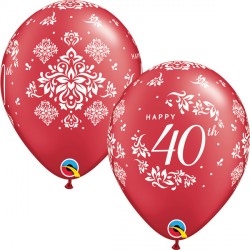 40TH ANNIVERSARY DAMASK 11" PEARL RUBY RED (25CT)