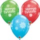 MERRY CHRISTMAS SNOWFLAKES 11" RED, ROBIN'S EGG & SPRING GREEN (25CT)
