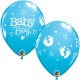 BABY BOY FOOTPRINTS & HEARTS 11" ROBIN'S EGG BLUE (25CT) YGX