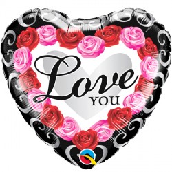 RED ROSE FRAME LOVE YOU 18" PKT