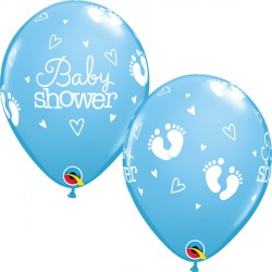 BABY SHOWER FOOTPRINTS & HEARTS 11" PALE BLUE (25CT) (LIMITED STOCK)