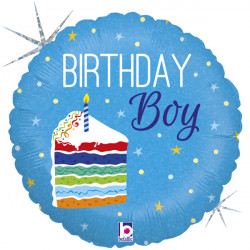 CAKE BOY BIRTHDAY 18" HOLOGRAPHIC PKT  