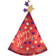 RED SATIN PARTY HAT BIRTHDAY SHAPE P35 PKT