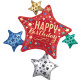 STAR CLUSTER SATIN BIRTHDAY SHAPE P40 PKT (32" x 35")