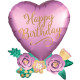 HEART WITH FLOWERS SATIN BIRTHDAY SHAPE P35 PKT (23" x 30")
