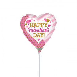 PINK & GOLD VALENTINE'S DAY 4" A10 INFLATED WITH CUP & STICK
