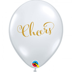 CHEERS 11" DIAMOND CLEAR GOLD INK (25CT) LAC  (LIMITED STOCK)