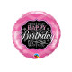 PINK & BLACK BIRTHDAY 9" INFLATED WITH CUP & STICK
