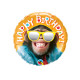 SMILIN' CHIMP BIRTHDAY 9" INFLATED WITH CUP & STICK