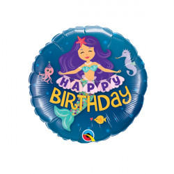 MERMAID BIRTHDAY 9" INFLATED WITH CUP & STICK