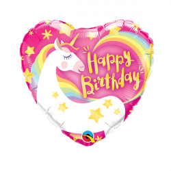 MAGICAL UNICORN BIRTHDAY 9" INFLATED WITH CUP & STICK