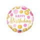 PINK & GOLD DOTS BIRTHDAY 9" INFLATED WITH CUP & STICK