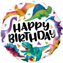 COLOURFUL DINOSAURS BIRTHDAY 18" PKT