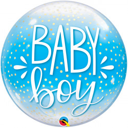 BABY BOY BLUE & CONFETTI DOTS 22" SINGLE BUBBLE
