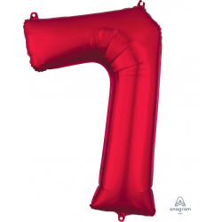 RED NUMBER 7 SHAPE P50 PKT (22" x 35")