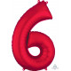 RED NUMBER 6 SHAPE P50 PKT (22" x 34")