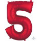 RED NUMBER 5 SHAPE P50 PKT (23" x 33")