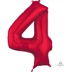 RED NUMBER 4 SHAPE P50 PKT (24" x 36")