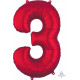 RED NUMBER 3 SHAPE P50 PKT (20" x 34")