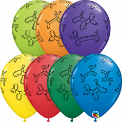 BALLOON DOGS 11" CARNIVAL ASSORTMENT (25CT) YGX  (LIMITED STOCK)