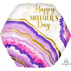 WATERCOLOUR GEODE HAPPY MOTHER'S DAY SHAPE P30 PKT (23"x22")