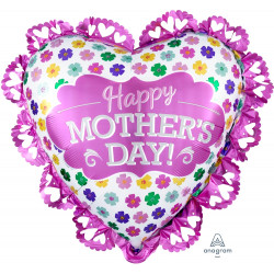 PINK INTRICATE HEART MOTHER'S DAY SHAPE P38 PKT (23" x 21")