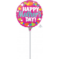 HAPPY MOTHER'S DAY HEARTS 9" A15 FLAT