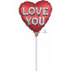 BALLOON LETTERS SATIN LOVE YOU 9" A15 INFLATED WITH CUP & STICK