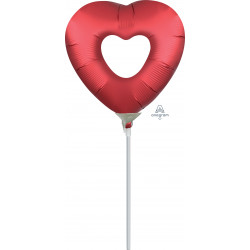 OPEN HEART SANGRIA SATIN MINI SHAPE A30 INFLATED WITH CUP & STICK