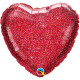 RED GLITTERGRAPHIC HEART 18" FLAT Q