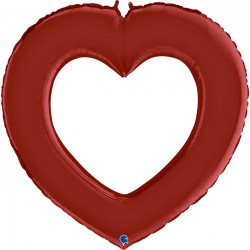 RED SATIN LINKY HEART 41" GRABO PKT