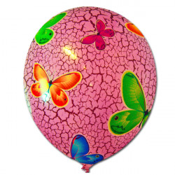 BUTTERFLY PATTERN FOIL BALLOON WITH 14" PINK LATEX INSIDE 