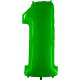 LIME GREEN SHINY WHITE NUMBER 1 SHAPE 40" PKT