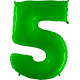 LIME GREEN SHINY WHITE NUMBER 5 SHAPE 40" PKT