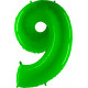 LIME GREEN SHINY WHITE NUMBER 9 SHAPE 40" PKT